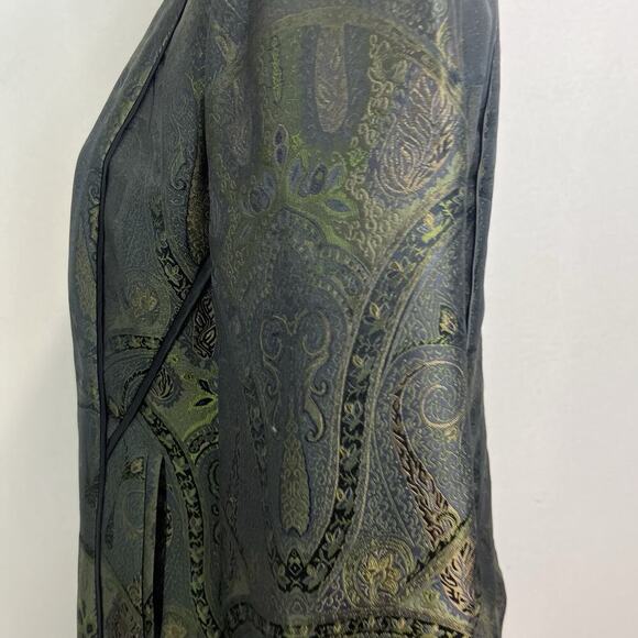 Jones New York Blazer Jacket size 8 Olive Green Paisley Silk Wedding Church - Picture 8 of 10
